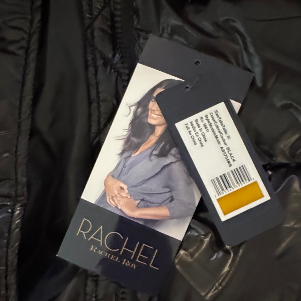 Rachel Roy Glossy Black Oversized Puffer Jacket coat 3X plus size NEW NWT - Picture 2 of 8